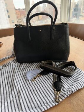 Anya Hindmarch Ebury Black Leather Tote Gold HW